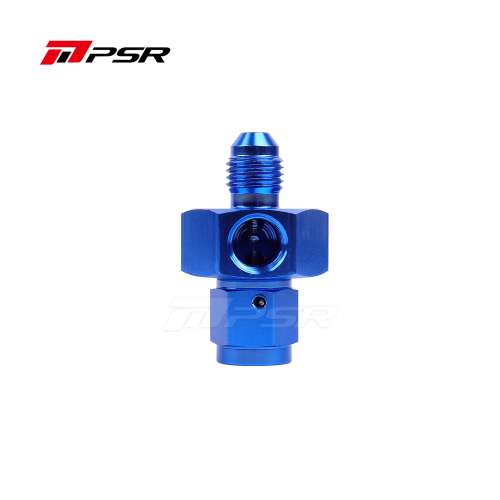 PSR Fitting 4AN Male to Female with 1/8 NPT Port Aluminum Blue